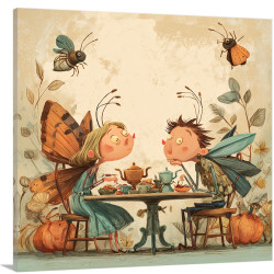 Cuadro infantil fantasía hadas tomando el té - Cuadrostock